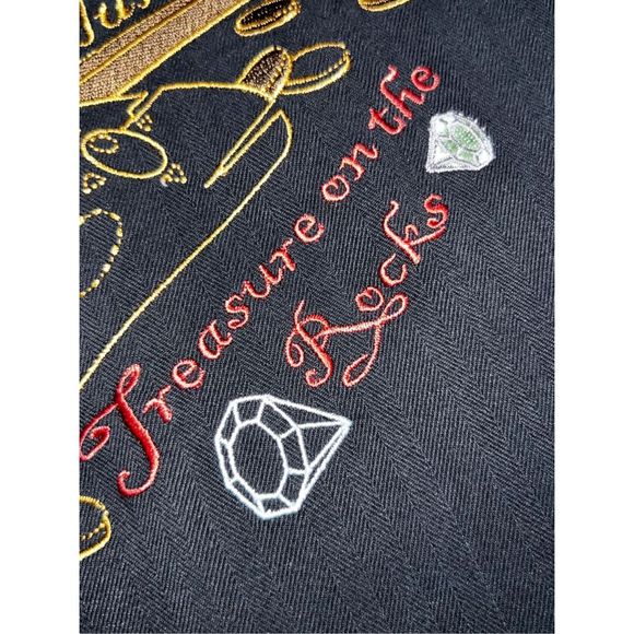 Tommy Bahama Black 100% Silk Embroidered "Treasure on the Rocks” Camp Shirt M #2 - Picture 6 of 8